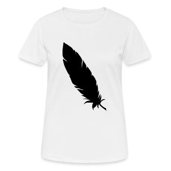 Feder simpel schwarz - Frauen T-Shirt atmungsaktiv - Weiß - Vorne - AI Model Female 172 dark (172cm)