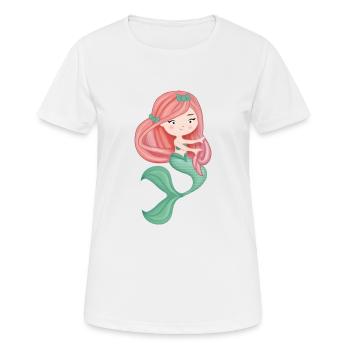 Kleine rote Haare, grüner Schwanz - Frauen T-Shirt atmungsaktiv - Weiß - Vorne - AI Model Female 172 dark (172cm)
