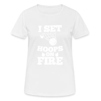 Basketballkorb Freiwurf Basketball - Frauen T-Shirt atmungsaktiv - Weiß - Vorne - AI Model Female 172 dark (172cm)