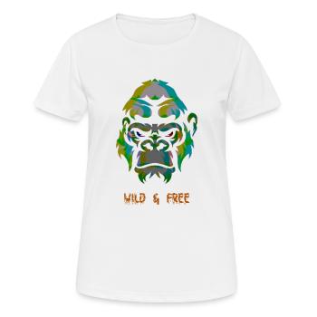 Animal Print Gorilla Wild & Frei Design by vauART - Frauen T-Shirt atmungsaktiv - Weiß - Vorne - AI Model Female 172 dark (172cm)