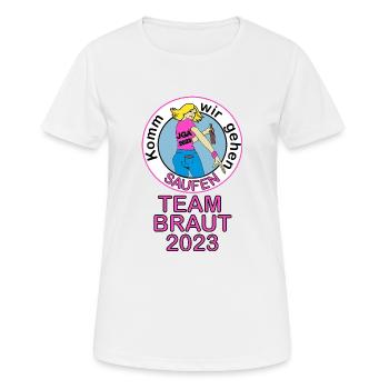 Junggesellinnenabschied 2023 - Frauen T-Shirt atmungsaktiv - Weiß - Vorne - AI Model Female 172 dark (172cm)