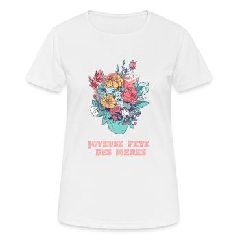 Joyeuse fête des mères - T-shirt respirant Femme - blanc - Devant - AI Model Female 172 dark (172cm)