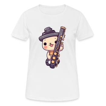 Klarinette im Comic Stil - Frauen T-Shirt atmungsaktiv - Weiß - Vorne - AI Model Female 172 dark (172cm)