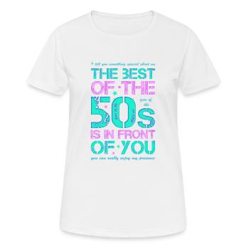50er Fünfziger 50s 50's - Frauen T-Shirt atmungsaktiv - Weiß - Vorne - AI Model Female 172 dark (172cm)