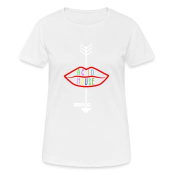 Acid-House-Musik-Logo-Lippe - Frauen T-Shirt atmungsaktiv - Weiß - Vorne - AI Model Female 172 dark (172cm)