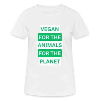Veganer Stil mit Herz: Einzigartiges Design - Frauen T-Shirt atmungsaktiv - Weiß - Vorne - AI Model Female 172 dark (172cm)
