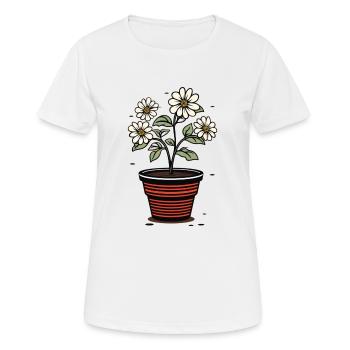 Pot de fleurs mignon style fleurs blanches - T-shirt respirant Femme - blanc - Devant - AI Model Female 172 dark (172cm)