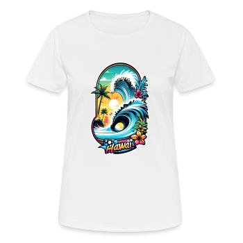 Surfen Strand Palme Sonnenschein Urlaub - Frauen T-Shirt atmungsaktiv - Weiß - Vorne - AI Model Female 172 dark (172cm)