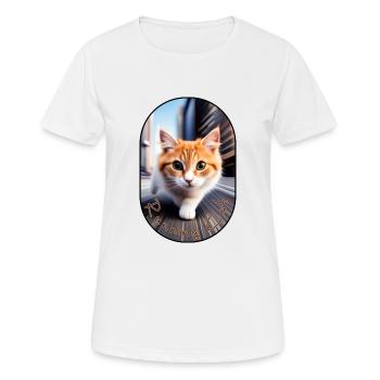 Schleichende katze - Frauen T-Shirt atmungsaktiv - Weiß - Vorne - AI Model Female 172 dark (172cm)