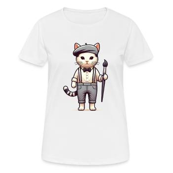 Cute Cat Artist - Women's Breathable T-Shirt - white - Front - AI Model Female 172 dark (172cm)