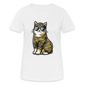 Military Camouflage Cat - Women's Breathable T-Shirt - white - Front - AI Model Female 172 dark (172cm)
