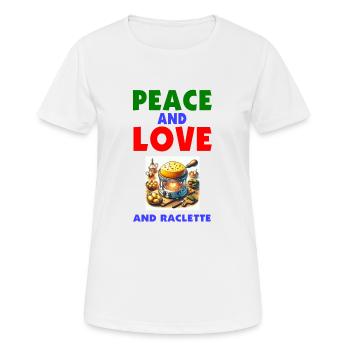 Frieden und Liebe und Raclette - Frauen T-Shirt atmungsaktiv - Weiß - Vorne - AI Model Female 172 dark (172cm)