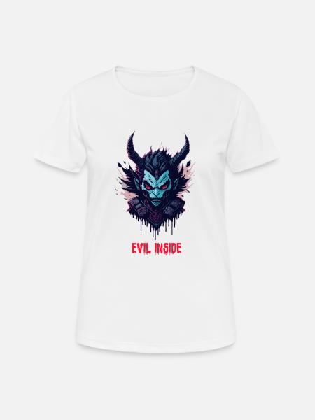 Hard Fashion - Evil Inside - Frauen T-Shirt atmungsaktiv - Weiß
