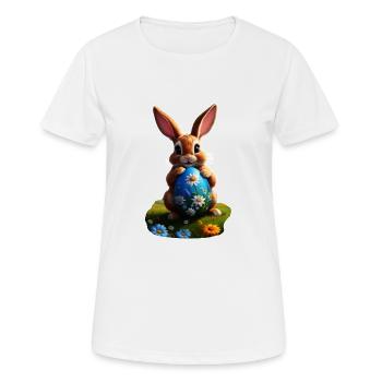 Osterhase mit Ei, Oval - Frauen T-Shirt atmungsaktiv - Weiß - Vorne - AI Model Female 172 dark (172cm)