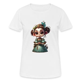 Cute Monkey / Monkey Girl / Cute / Hair Bow - Women's Breathable T-Shirt - white - Front - AI Model Female 172 dark (172cm)