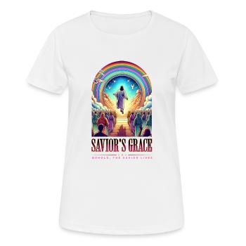 Ascension de la grâce du Rédempteur - T-shirt respirant Femme - blanc - Devant - AI Model Female 172 dark (172cm)