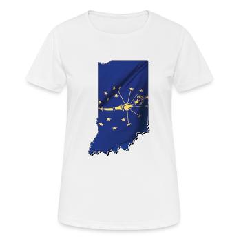 Drapeau de l’État de l’Indiana sur la carte de l’État de l’Indiana - T-shirt respirant Femme - blanc - Devant - AI Model Female 172 dark (172cm)