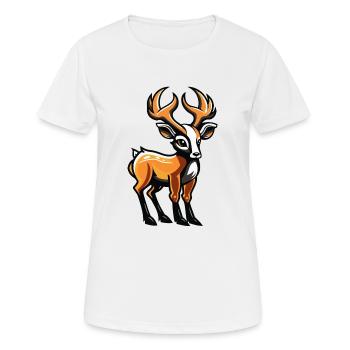 Hirsch Comic - Frauen T-Shirt atmungsaktiv - Weiß - Vorne - AI Model Female 172 dark (172cm)