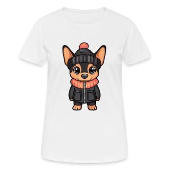 Pinscher Hund Winter - Frauen T-Shirt atmungsaktiv - Weiß - Vorne - AI Model Female 172 dark (172cm)