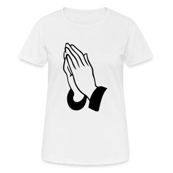 mains en prière - T-shirt respirant Femme - blanc - Devant - AI Model Female 172 dark (172cm)