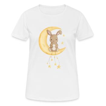 Rabbit on the moon with stars - Women's Breathable T-Shirt - white - Front - AI Model Female 172 dark (172cm)