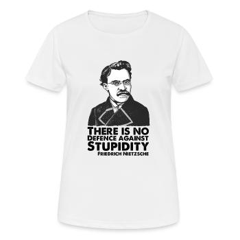 Friedrich Nietzsche Tshirt Stupidity Defence - Women's Breathable T-Shirt - white - Front - AI Model Female 172 dark (172cm)