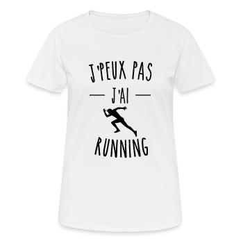 je peux pas j ai running humour sport - T-shirt respirant Femme - blanc - Devant - AI Model Female 172 dark (172cm)