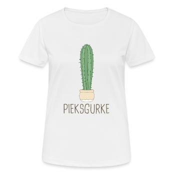 Pieksgurke - Kaktus Sukkulente Kaktee Gurke Humor - Frauen T-Shirt atmungsaktiv - Weiß - Vorne - AI Model Female 172 dark (172cm)