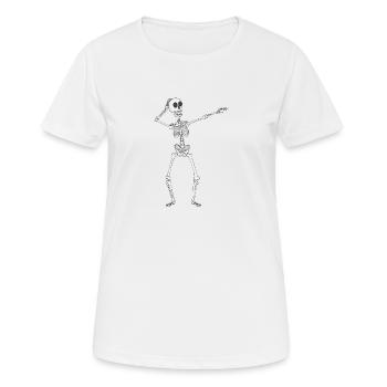 Clipart vectoriel squelette dansant le squelette - T-shirt respirant Femme - blanc - Devant - AI Model Female 172 dark (172cm)