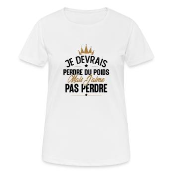 Je devrais perdre du poids mais j'aime pas perdre - T-shirt respirant Femme - blanc - Devant - AI Model Female 172 dark (172cm)
