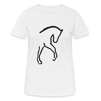 Dressur - Frauen T-Shirt atmungsaktiv - Weiß - Vorne - AI Model Female 172 dark (172cm)
