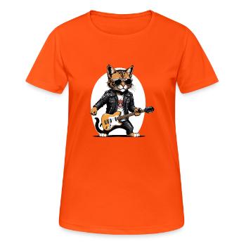Cat Rocker Cat HardRock Gift - T-shirt respirant Femme - orange néon - Devant - AI Model Female 172 dark (172cm)