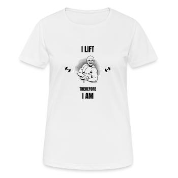 I Lift Therefore I Am - Women's Breathable T-Shirt - white - Front - AI Model Female 172 dark (172cm)
