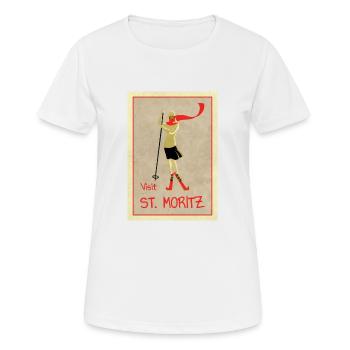 Vintage Retro Reise Plakat St Moritz - Frauen T-Shirt atmungsaktiv - Weiß - Vorne - AI Model Female 172 dark (172cm)