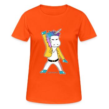 Freddie - The Queer Unicorn - gay unicorn - Women's Breathable T-Shirt - neon orange - Front - AI Model Female 172 dark (172cm)