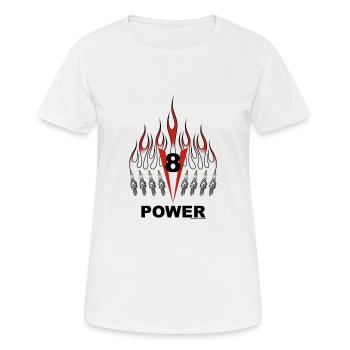 v8 - Frauen T-Shirt atmungsaktiv - Weiß - Vorne - AI Model Female 172 dark (172cm)