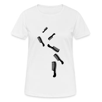 Icône de coiffeur peigne - T-shirt respirant Femme - blanc - Devant - AI Model Female 172 dark (172cm)