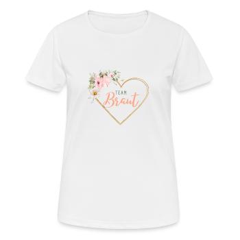 Team Braut! Herz-Blumen, personalisierbar - Frauen T-Shirt atmungsaktiv - Weiß - Vorne - AI Model Female 172 dark (172cm)