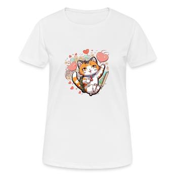 Funny cat love - T-shirt respirant Femme - blanc - Devant - AI Model Female 172 dark (172cm)