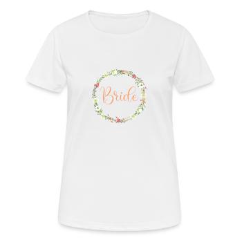 Équipe Bride! Couronne de fleurs des champs, personnalisable - T-shirt respirant Femme - blanc - Devant - AI Model Female 172 dark (172cm)
