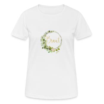 Eukalyptus Kreis Team Braut personalisierbar - Frauen T-Shirt atmungsaktiv - Weiß - Vorne - AI Model Female 172 dark (172cm)