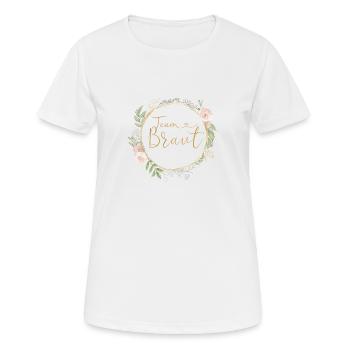 Team Braut! Pastel Boho Blumen Kreis - Frauen T-Shirt atmungsaktiv - Weiß - Vorne - AI Model Female 172 dark (172cm)