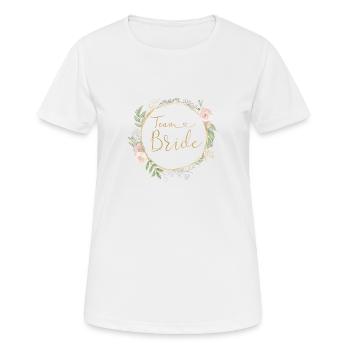 Team Bride! Pastel Boho Blumen Kreis - Frauen T-Shirt atmungsaktiv - Weiß - Vorne - AI Model Female 172 dark (172cm)