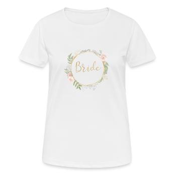 Team Bride! Pastel Boho Blumen Kreis - Frauen T-Shirt atmungsaktiv - Weiß - Vorne - AI Model Female 172 dark (172cm)