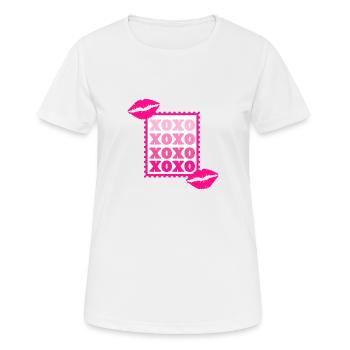 XOXO Kisses - Frauen T-Shirt atmungsaktiv - Weiß - Vorne - AI Model Female 172 dark (172cm)