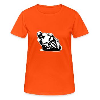 Moto moto - T-shirt respirant Femme - orange néon - Devant - AI Model Female 172 dark (172cm)