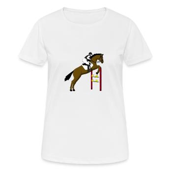 Springreiten 1 - Frauen T-Shirt atmungsaktiv - Weiß - Vorne - AI Model Female 172 dark (172cm)