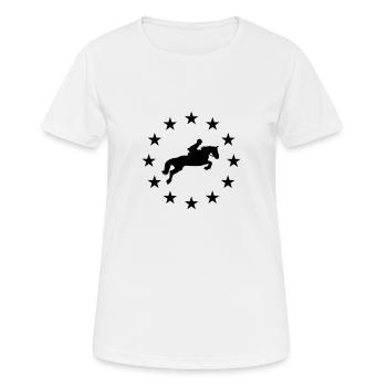 Cheval de saut d'obstacles & Étoiles - T-shirt respirant Femme - blanc - Devant - AI Model Female 172 dark (172cm)