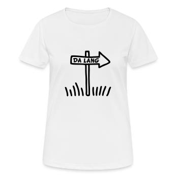 Da lang - rechts - Frauen T-Shirt atmungsaktiv - Weiß - Vorne - AI Model Female 172 dark (172cm)