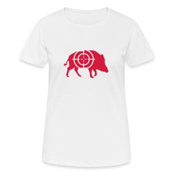 Wildschwein - Frauen T-Shirt atmungsaktiv - Weiß - Vorne - AI Model Female 172 dark (172cm)